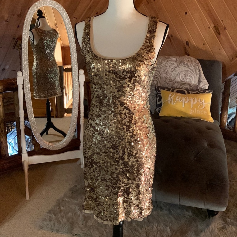 Gold sequin dress